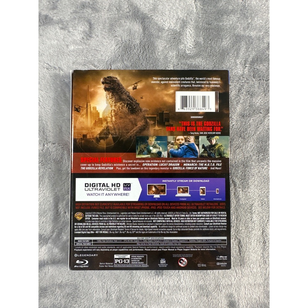 Godzilla Blu-ray DVD Combo Pack‎ 2014 Movie Warner Bros with Slipcover - Picture 2 of 4